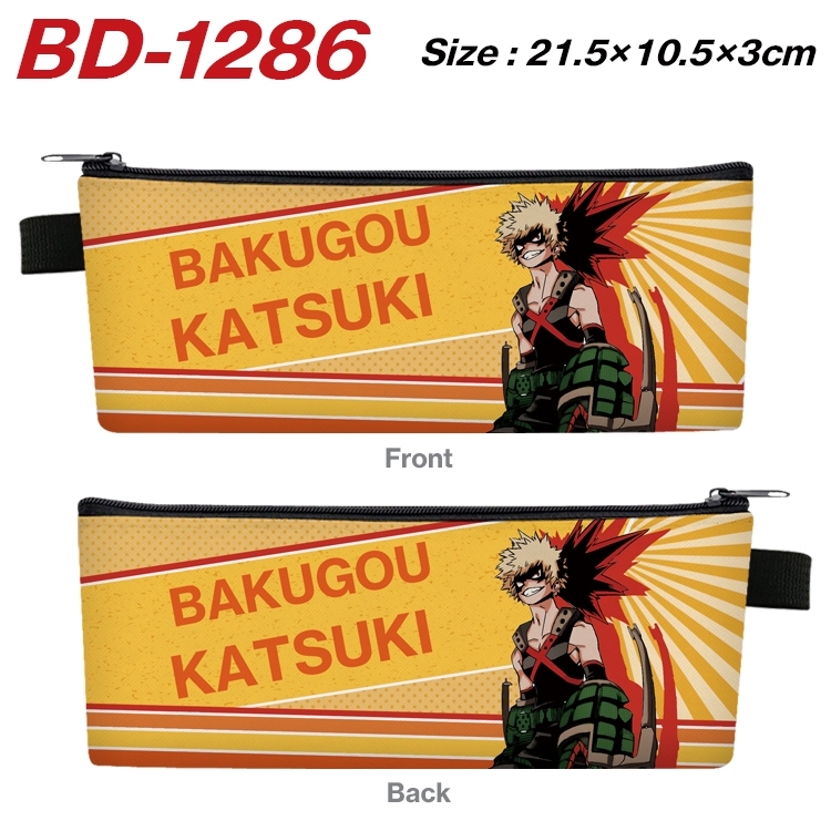 My Hero Academia Anime Peripheral PU Leather Zipper Pencil Case Stationery Box 21.5X10.5X3CM BD-1286