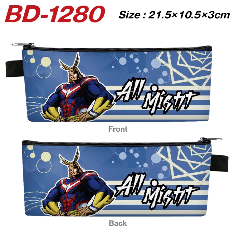 My Hero Academia Anime Peripheral PU Leather Zipper Pencil Case Stationery Box 21.5X10.5X3CM BD-1280
