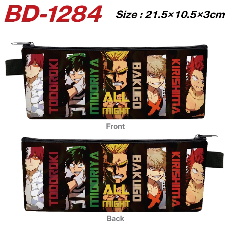 My Hero Academia Anime Peripheral PU Leather Zipper Pencil Case Stationery Box 21.5X10.5X3CM BD-1284