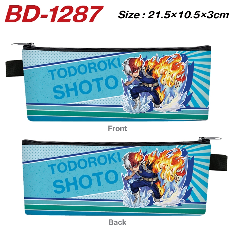 My Hero Academia Anime Peripheral PU Leather Zipper Pencil Case Stationery Box 21.5X10.5X3CM BD-1287