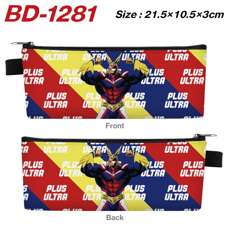 My Hero Academia Anime Peripheral PU Leather Zipper Pencil Case Stationery Box 21.5X10.5X3CM BD-1281