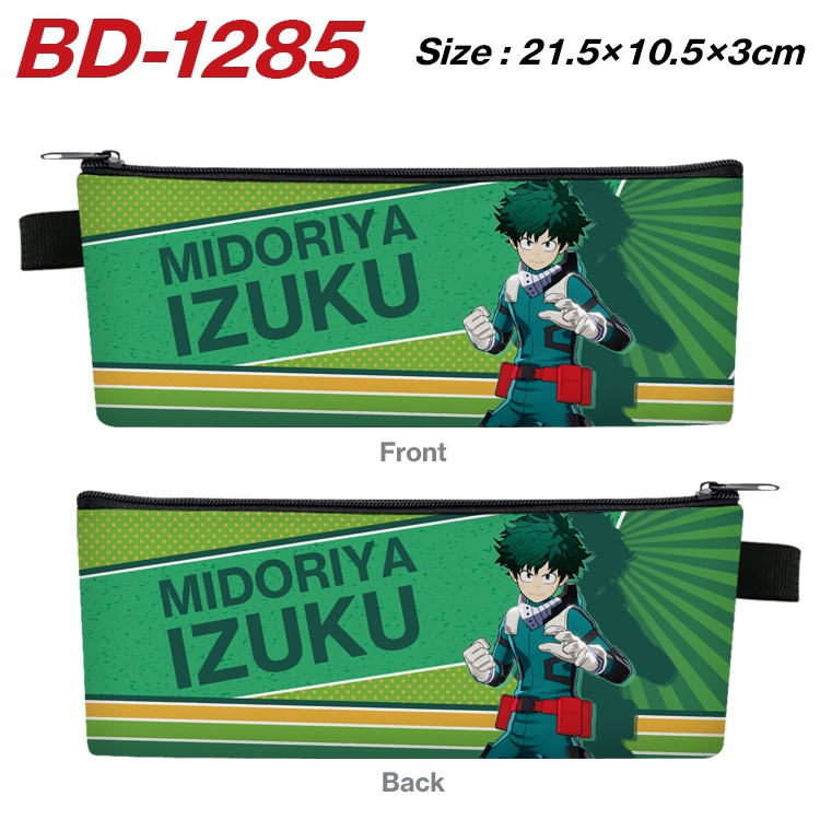 My Hero Academia Anime Peripheral PU Leather Zipper Pencil Case Stationery Box 21.5X10.5X3CM BD-1285