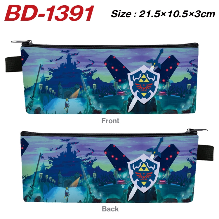 The Legend of Zelda Anime Peripheral PU Leather Zipper Pencil Case Stationery Box 21.5X10.5X3CM BD-1391