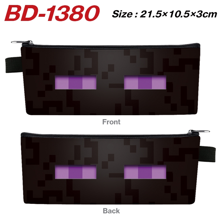 Minecraft Anime Peripheral PU Leather Zipper Pencil Case Stationery Box 21.5X10.5X3CM BD-1380