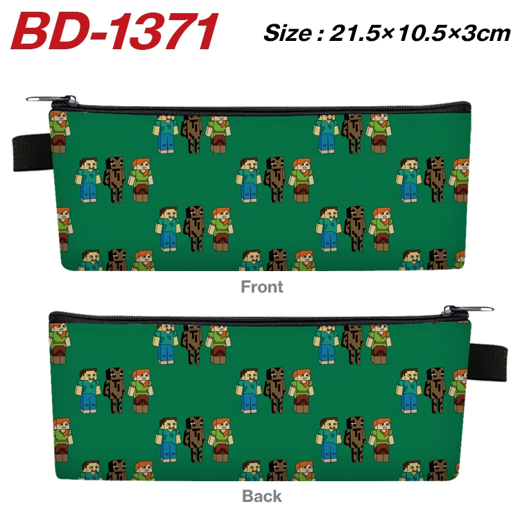 Minecraft Anime Peripheral PU Leather Zipper Pencil Case Stationery Box 21.5X10.5X3CM BD-1371