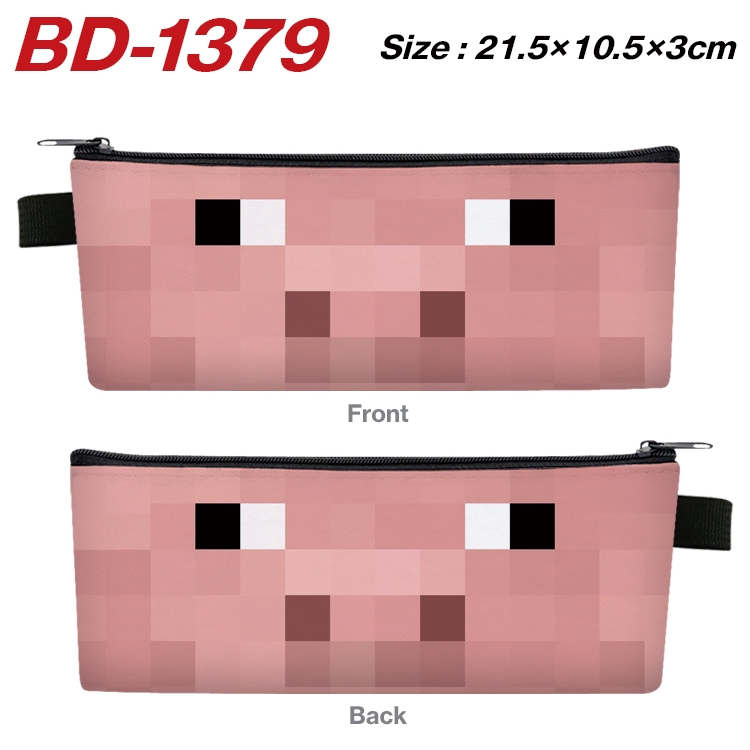 Minecraft Anime Peripheral PU Leather Zipper Pencil Case Stationery Box 21.5X10.5X3CM BD-1379