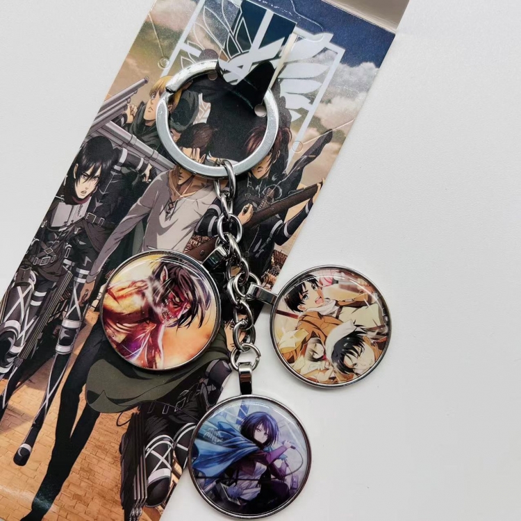 Shingeki no Kyojin Anime Cartoon 3 Pendant metal Keychain Bag Pendant