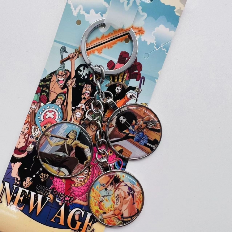 One Piece Anime Cartoon 3 Pendant metal Keychain Bag Pendant