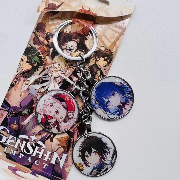 Genshin Impact Anime Cartoon 3 Pendant metal  Keychain Bag Pendant