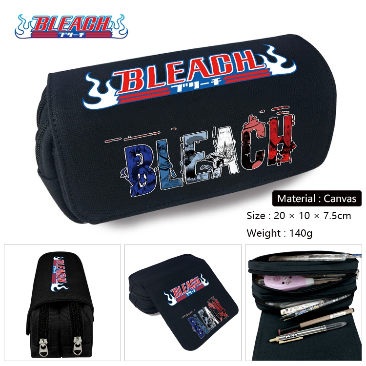 Bleach Anime Multi-Function Double Zipper Canvas Cosmetic Bag Pen Case 20x10x7.5cm