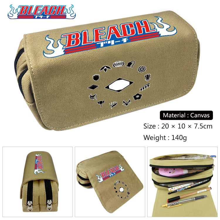 Bleach Anime Multi-Function Double Zipper Canvas Cosmetic Bag Pen Case 20x10x7.5cm