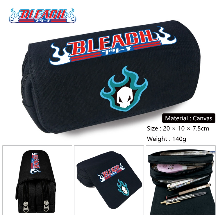 Bleach Anime Multi-Function Double Zipper Canvas Cosmetic Bag Pen Case 20x10x7.5cm