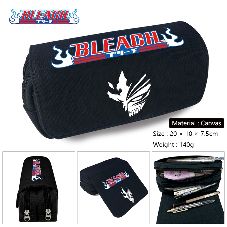 Bleach Anime Multi-Function Double Zipper Canvas Cosmetic Bag Pen Case 20x10x7.5cm