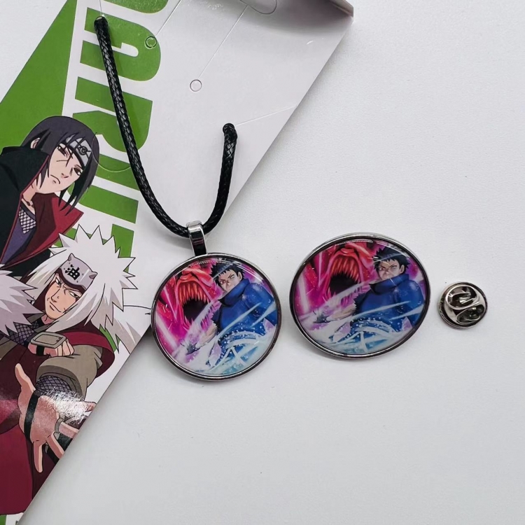 Naruto Anime Cartoon Necklace Brooch Badge 2 Piece Set 240