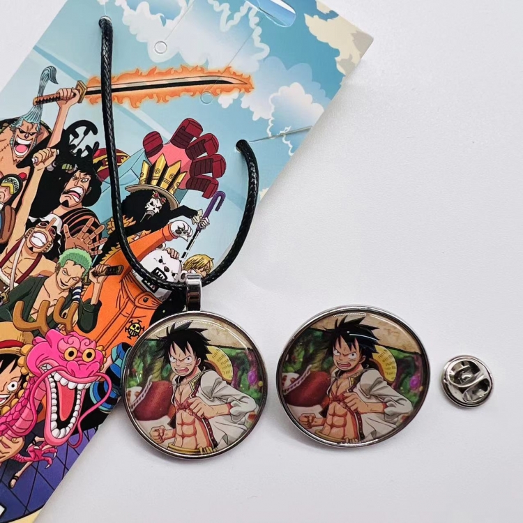 One Piece Anime Cartoon Necklace Brooch Badge 2 Piece Set 419