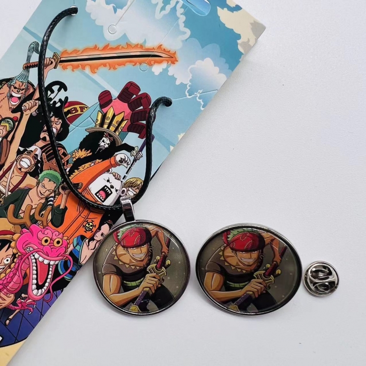One Piece Anime Cartoon Necklace Brooch Badge 2 Piece Set 401