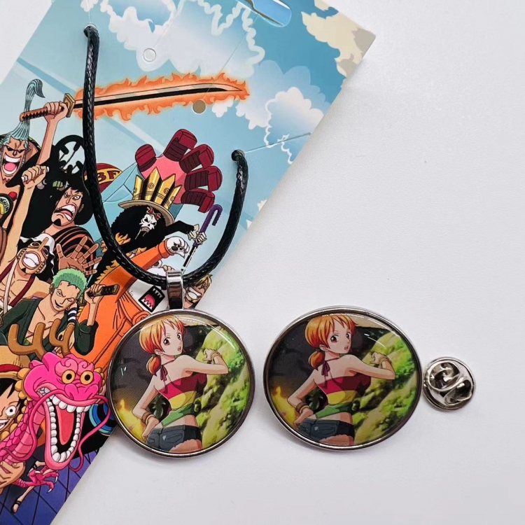 One Piece Anime Cartoon Necklace Brooch Badge 2 Piece Set 423