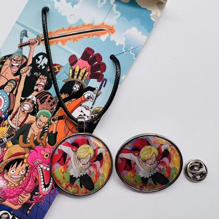 One Piece Anime Cartoon Necklace Brooch Badge 2 Piece Set 353