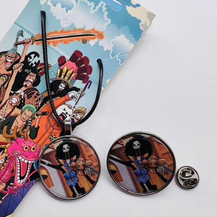 One Piece Anime Cartoon Necklace Brooch Badge 2 Piece Set 408