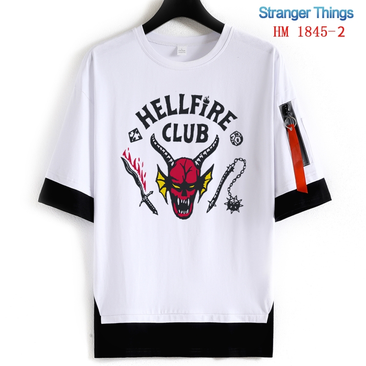 Stranger Things Cotton Crew Neck Fake Two-Piece Short Sleeve T-Shirt from S to 4XL