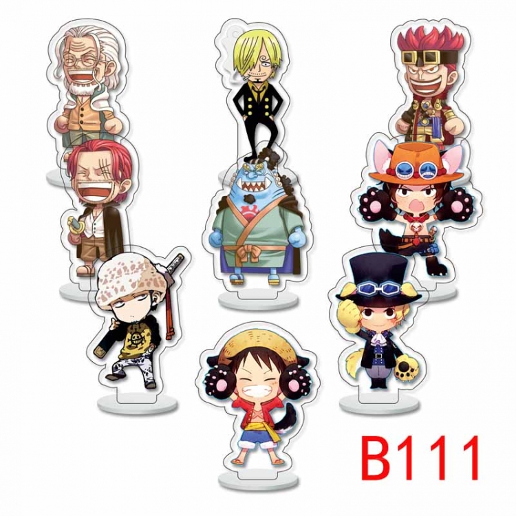 One Piece Anime Character acrylic Small Standing Plates  Keychain 6cm a set of 9