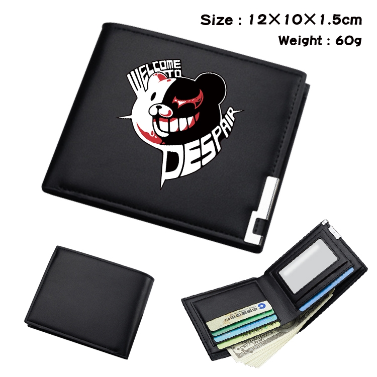 Dangan-Ronpa Anime Coloring Book Black Leather Bifold Wallet 12x10x1.5cm