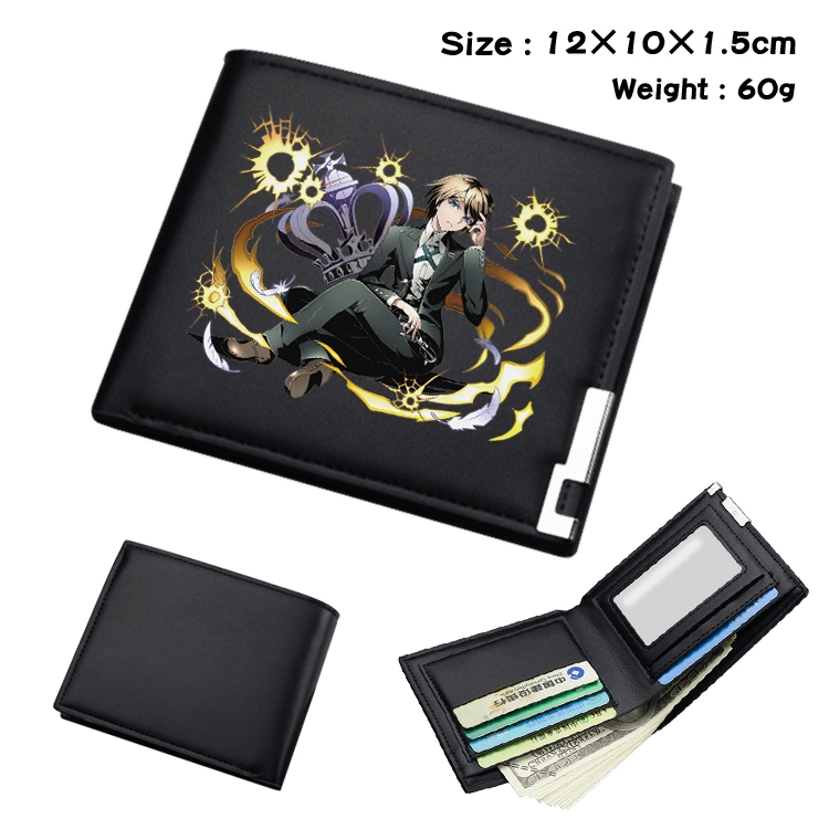 Dangan-Ronpa Anime Coloring Book Black Leather Bifold Wallet 12x10x1.5cm