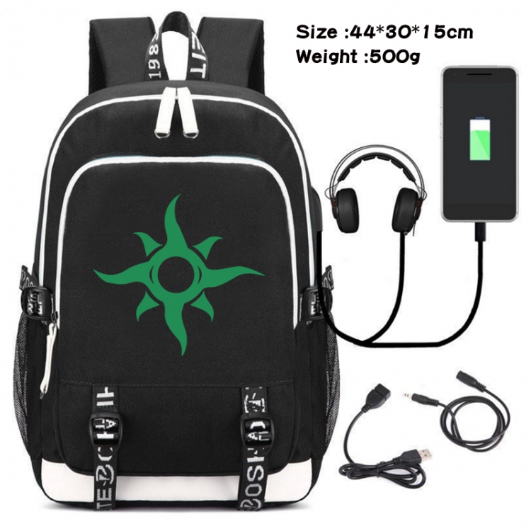 SK∞ Canvas Double Shoulder White Zipper Data Backpack Waterproof School Bag 44X30X15CM