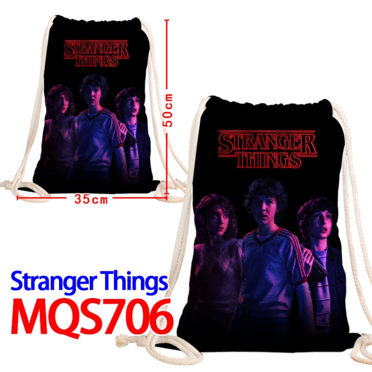 Stranger Things Canvas Drawstring Drawstring Backpack 50x35cm MQS-706