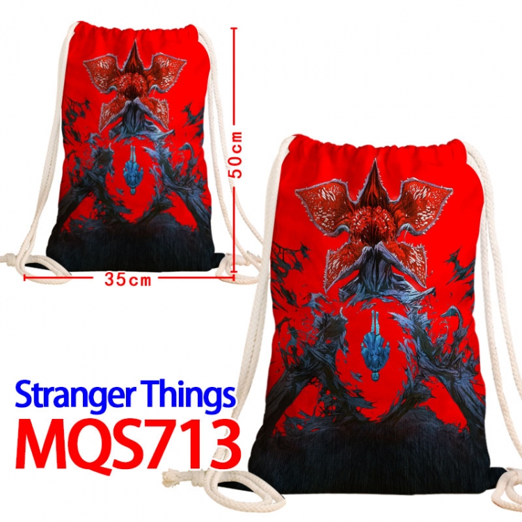 Stranger Things Canvas Drawstring Drawstring Backpack 50x35cm MQS-713
