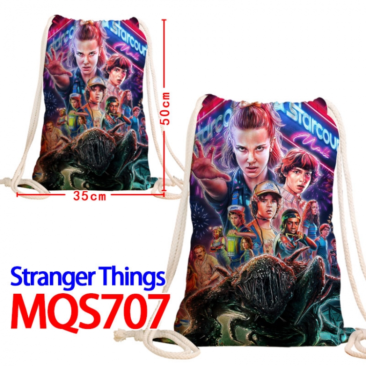 Stranger Things Canvas Drawstring Drawstring Backpack 50x35cm MQS-707