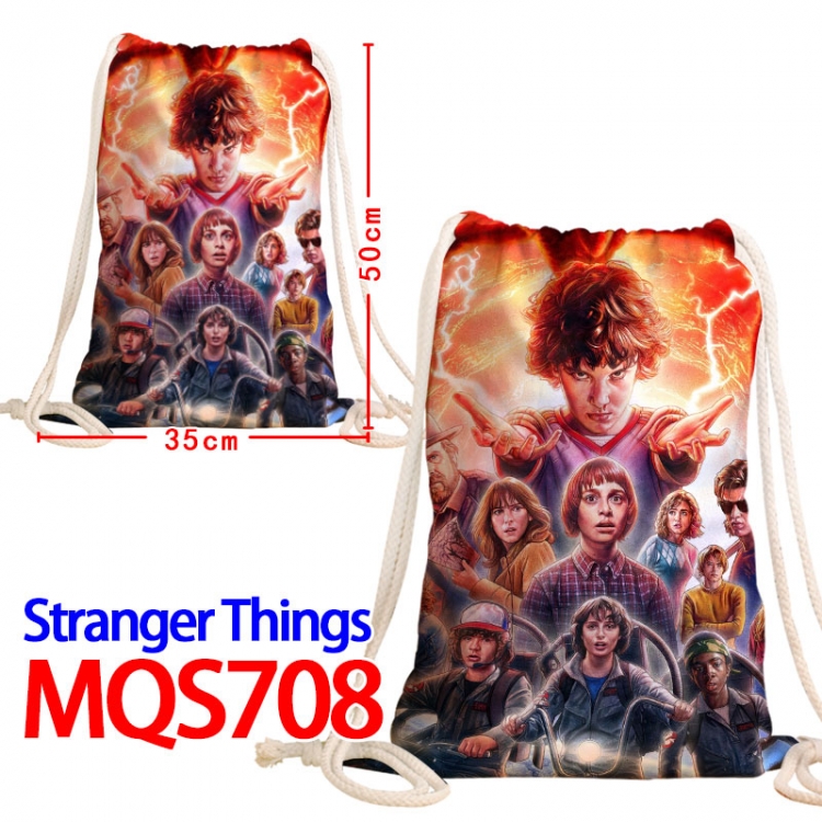 Stranger Things Canvas Drawstring Drawstring Backpack 50x35cm  MQS-708