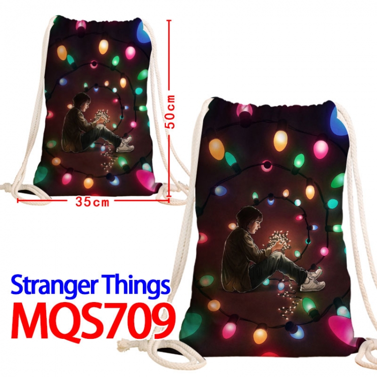 Stranger Things Canvas Drawstring Drawstring Backpack 50x35cm MQS-709