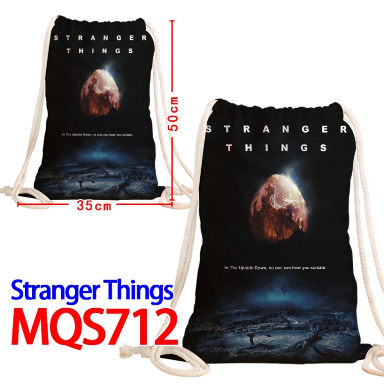 Stranger Things Canvas Drawstring Drawstring Backpack 50x35cm MQS-712