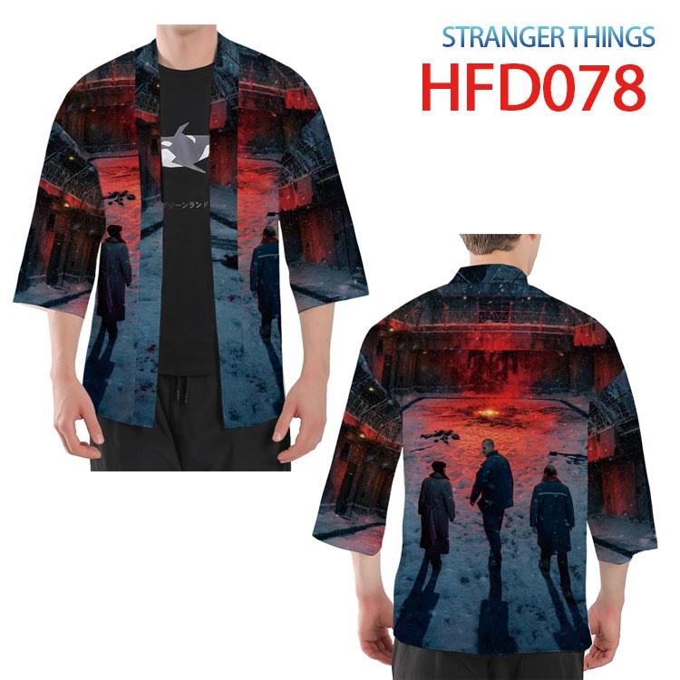 Stranger Things Anime peripheral full-color short kimono from S to 4XL   HFD-078