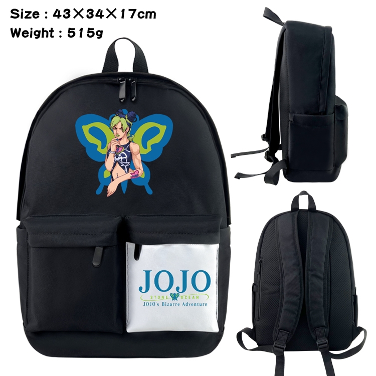 JoJos Bizarre Adventure Anime Black and White Classic Waterproof Canvas Backpack 43X34X17CM