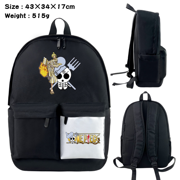 One Piece Anime Black and White Classic Waterproof Canvas Backpack 43X34X17CM