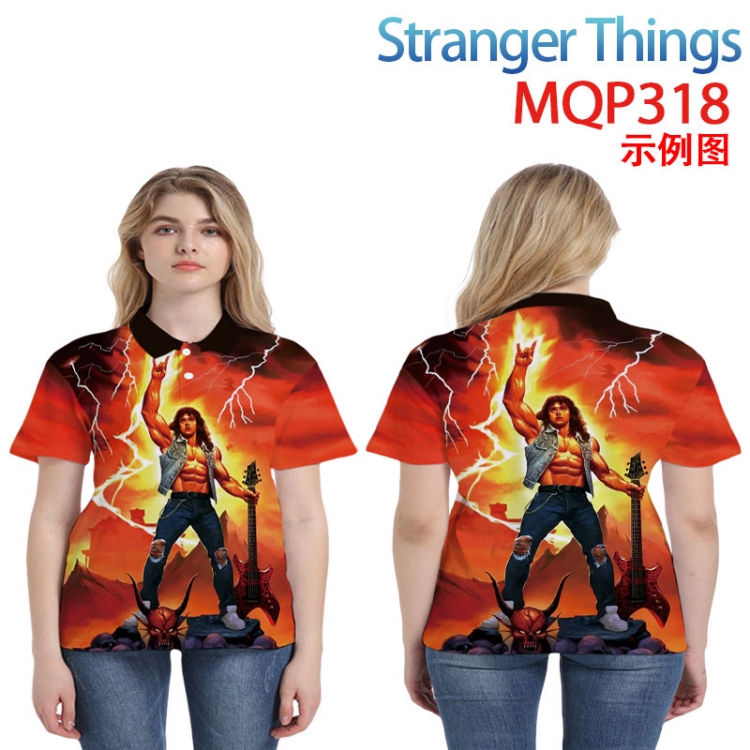 Stranger Things Anime Peripheral Full Color POLO Shirt Lapel Short Sleeve T-Shirt from M to 3XL MQP 318