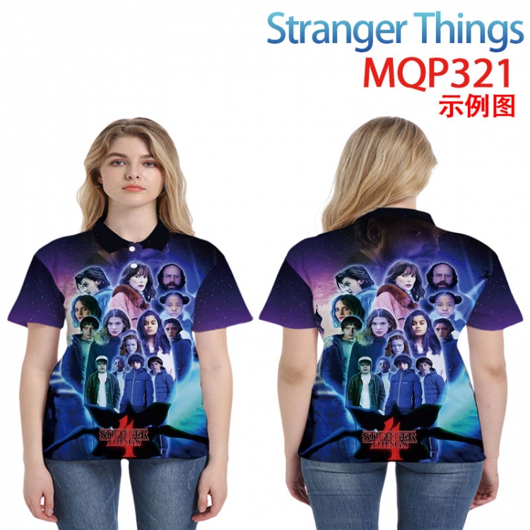 Stranger Things Anime Peripheral Full Color POLO Shirt Lapel Short Sleeve T-Shirt from M to 3XL MQP 321