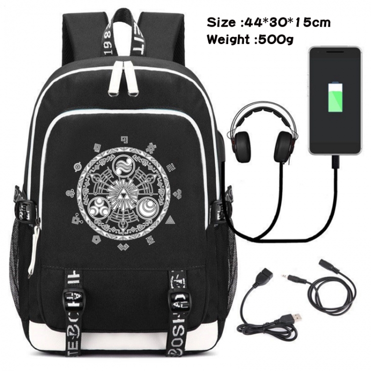 The Legend of Zelda  Canvas Double Shoulder White Zipper Data Backpack Waterproof School Bag 44X30X15CM 500G
