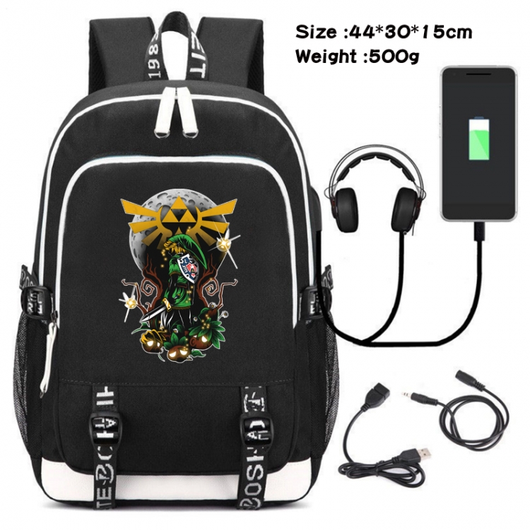 The Legend of Zelda  Canvas Double Shoulder White Zipper Data Backpack Waterproof School Bag 44X30X15CM 500G