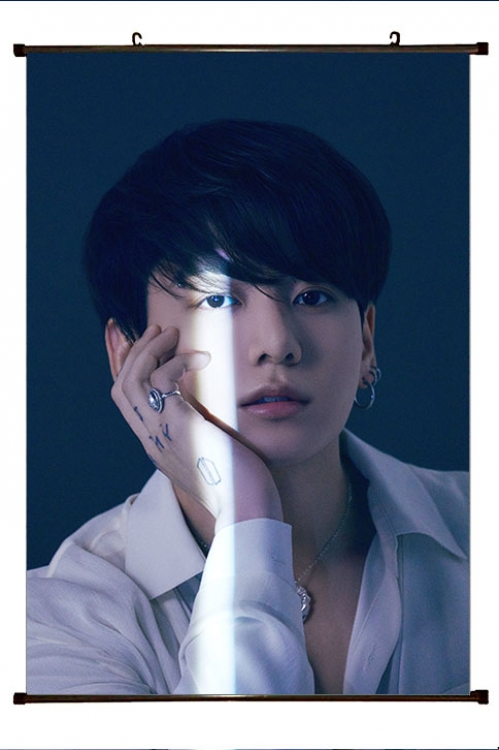 BTS movie star black Plastic rod Cloth painting Wall Scroll 60X90CM  BS-1438