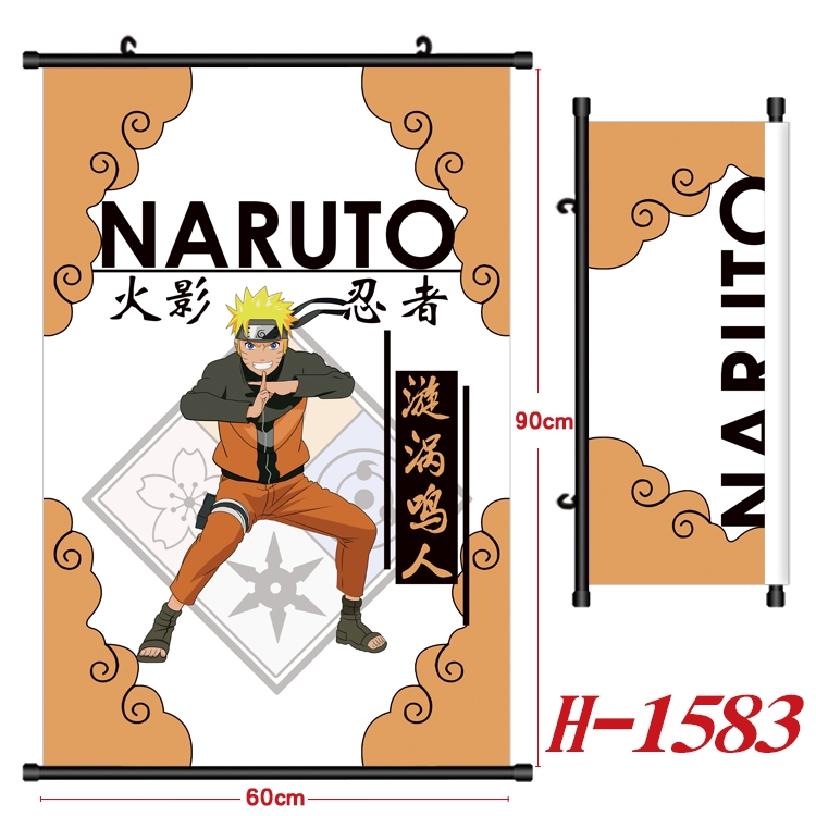 Naruto Anime Black Plastic Rod Canvas Painting 60X90CM H-1583