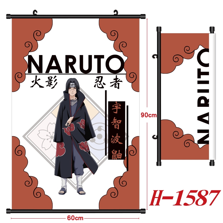 Naruto Anime Black Plastic Rod Canvas Painting 60X90CM H-1587