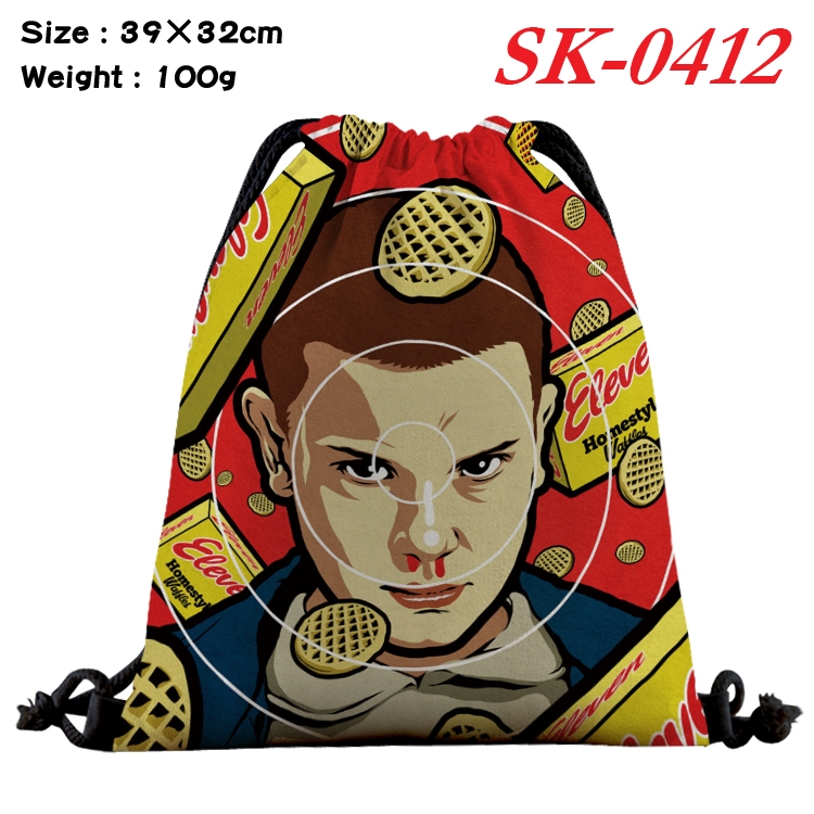 Stranger Things cartoon Waterproof Nylon Full Color Drawstring Pocket 39x32c SK-0412m