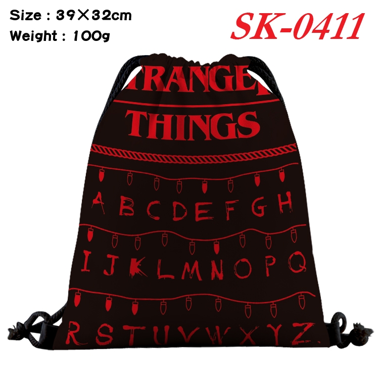 Stranger Things cartoon Waterproof Nylon Full Color Drawstring Pocket 39x32cm SK-0411