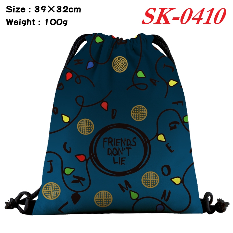 Stranger Things cartoon Waterproof Nylon Full Color Drawstring Pocket 39x32cm SK-0410