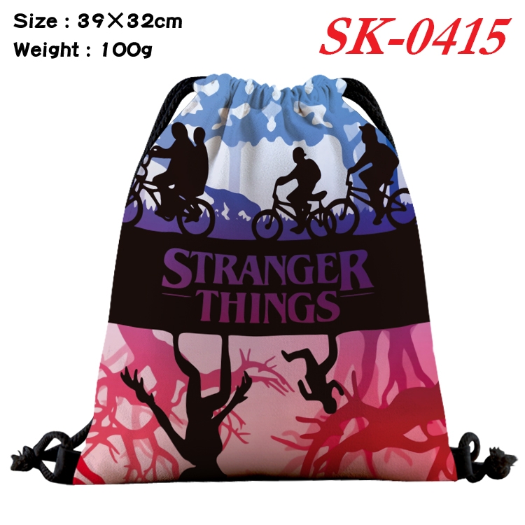 Stranger Things cartoon Waterproof Nylon Full Color Drawstring Pocket 39x32cm  SK-0415