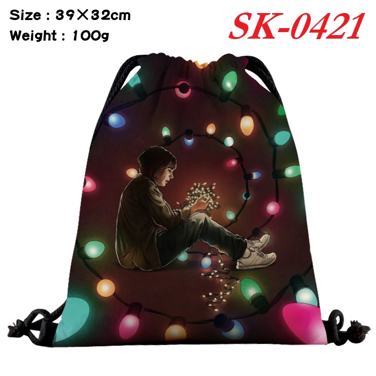 Stranger Things cartoon Waterproof Nylon Full Color Drawstring Pocket 39x32cm SK-0421