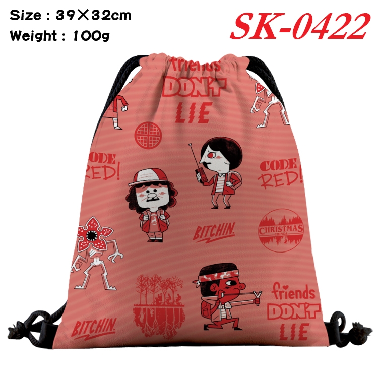 Stranger Things cartoon Waterproof Nylon Full Color Drawstring Pocket 39x32cm  SK-0422